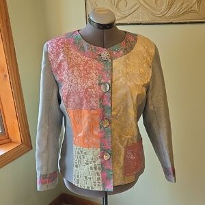 Julia Kim Art To Wear PL NWOT Colorful Patchwork Women's Jacket